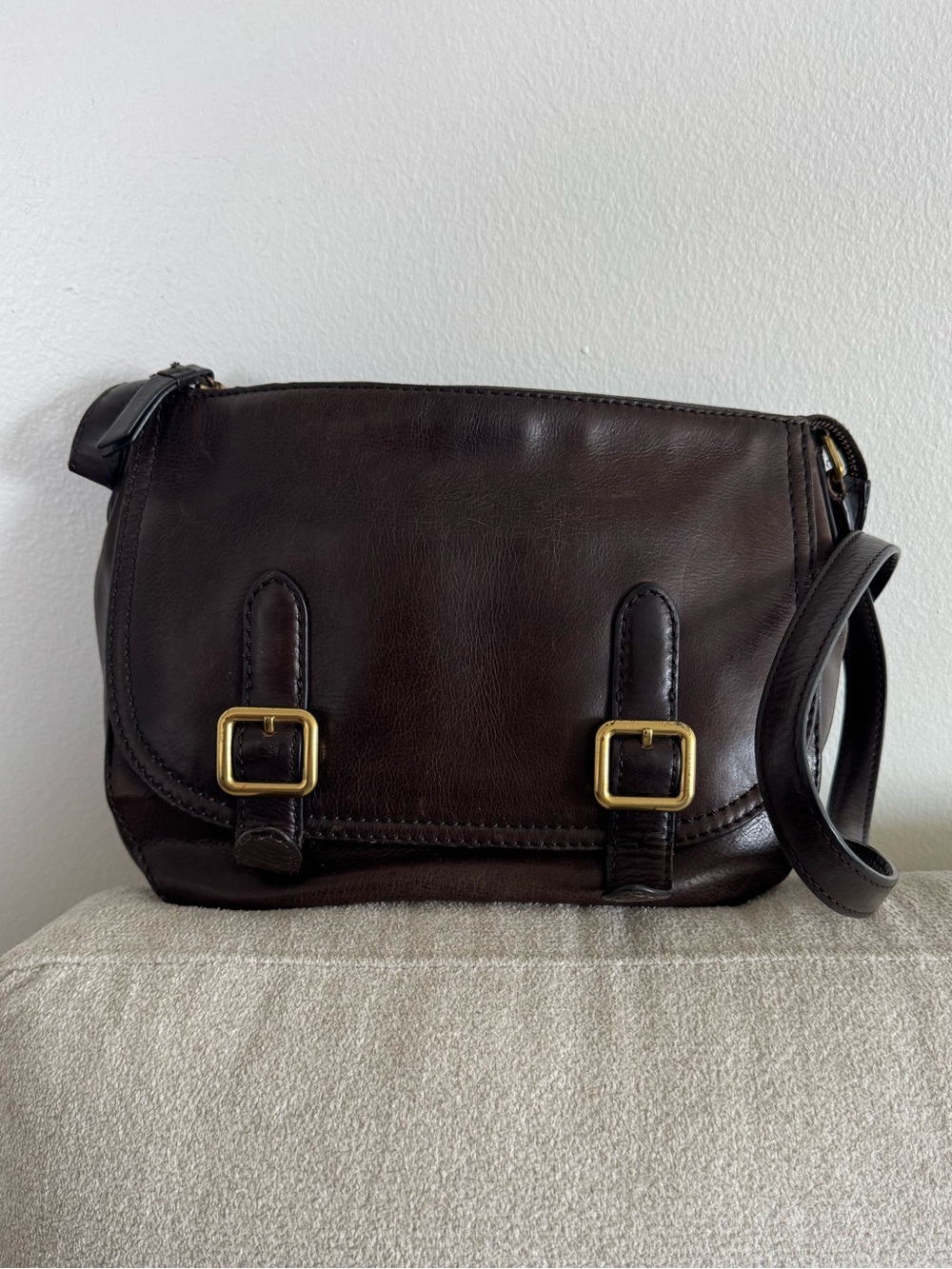 Frye Claude Brown Leather Crossbody Bag